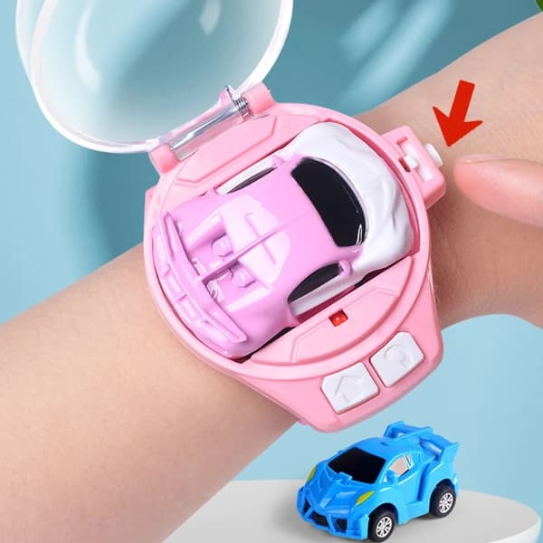 Nyhet Rc Watch Bärbar bil tecknad form USB watch bil white