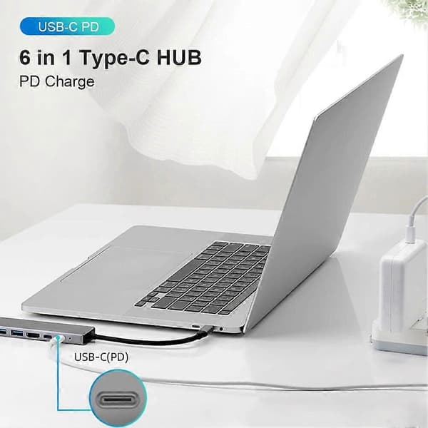 Multi USB Docking HUB Converter 2 USB 3.0 HDMI-kompatibel Typ C PD RJ45 6 i 1 PC Adapter Notebook Tillbehör USB C Hub