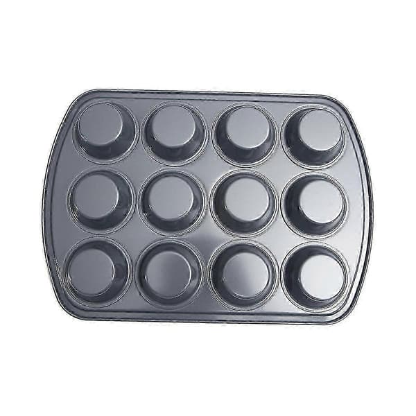 12 Håls Non-stick Rund Muffin Form Muffinplåt Kolstål Bakplåt Pudding Bakform Bisc