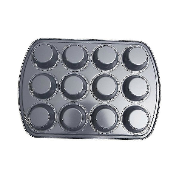 12 Hull Non-stick Rund Cupcake Form Muffinsbrett Karbonstål Bakeform Pudding Bakeutstyr Bisc