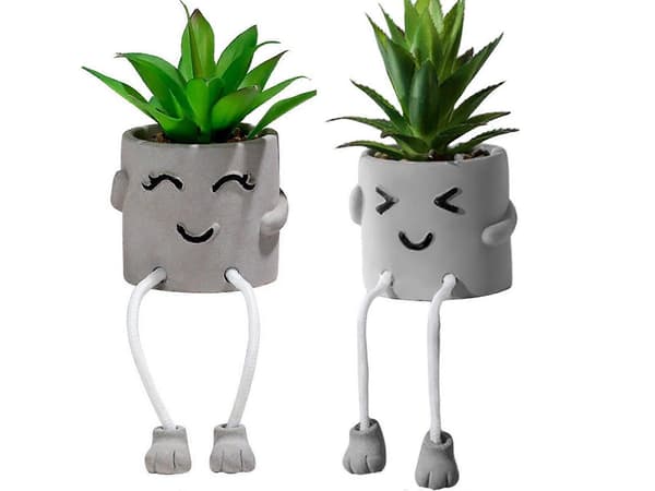 2 st Simulerade Suckulent Växtkrukor Cement Blomkruka Dekoration