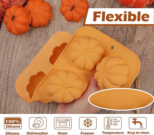 Thanksgiving Silikoneform Græskarmuffin Form Silikone Pakke med 2 3D Muffin Bageform Silikone Lille Kageform Græskarform til budding, muffin, kage