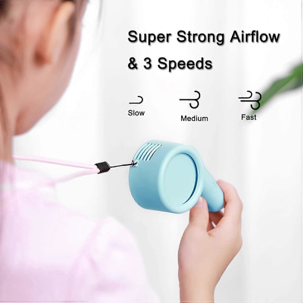 Personligt halsband Bärbar Fläkt, Mini Handheld Fan3 Justerbara hastigheter, USB Uppladdningsbar skrivbordsfläkt