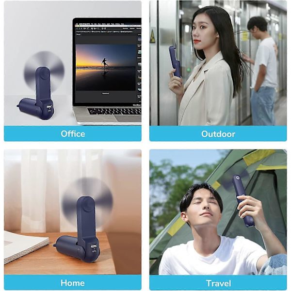 3 in 1 -käsituuletin, minikäsituuletin, kannettava pieni taskutuuletin, USB-ladattava tuuletin