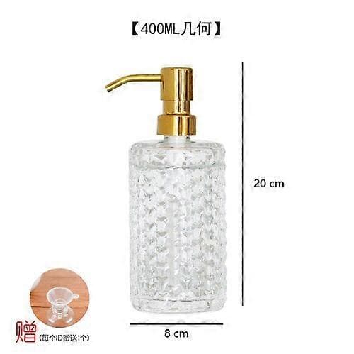 Gylden rustfri stål 400 ml underflaske, tryktype, håndsprit, shampoo, sæbedispenser, lodret mønstret glaslotionflaske C