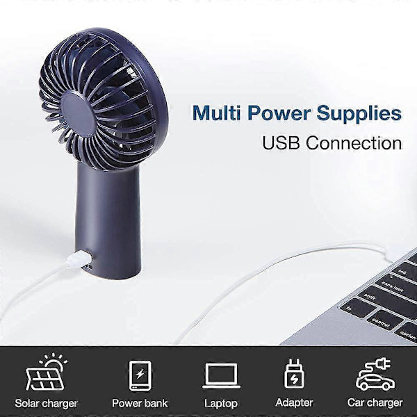 Kädessä pidettävä kannettava tuuletin Mini käsituuletin, USB-ladattava tuuletin, paristokäyttöinen pieni tuuletin, 3 nopeutta