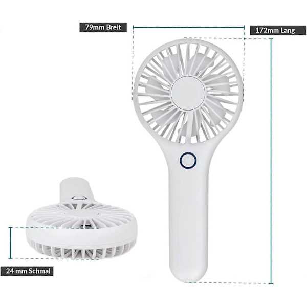 Mini hand USB-fläkt med 3 vindnivåer (vit)