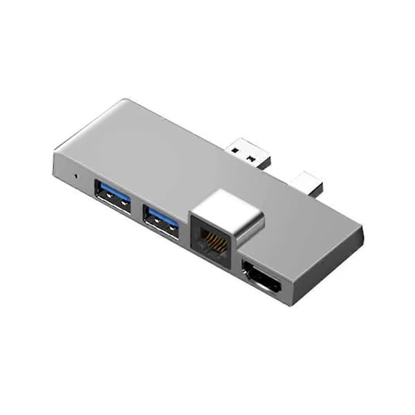 Dockingstation Harddisk Værktøj Dockingstation Hub 4K Kompatibel RJ45 til Microsoft Surface Pro 5 4 3 Silver