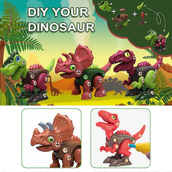 Demonterbara Dinosaurieleksaker STEM Byggande Dinosaurieleksaker Konstruktion Lärande Gåva