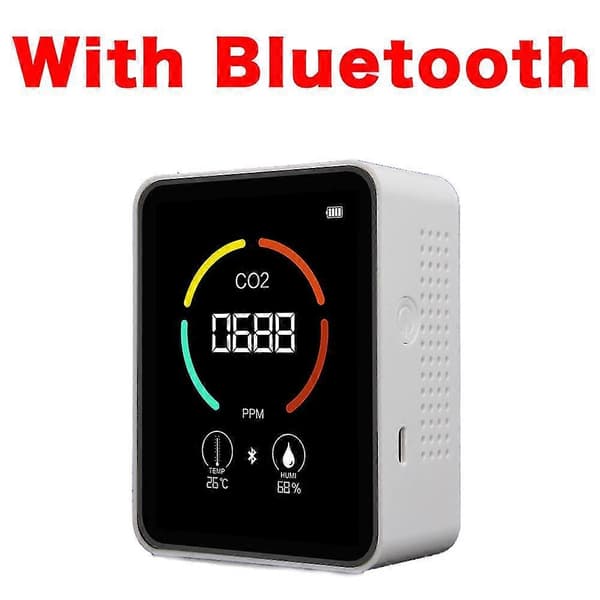 Co2 Måler Co2 Sensor Luftkvalitetsanalysator Husholdnings Digital Luftdetektor Intelligent Luftforureningsmonitor Gasdetektor white with Bluetooth