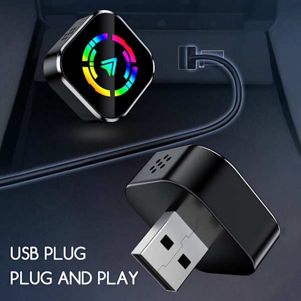 Trådlös CarPlay & Android Auto Adapter – 2-i-1 Trådlös Adapter för iPhone & Android – Snabb & Stabil Anslutning för Sömlös Bilintegration B