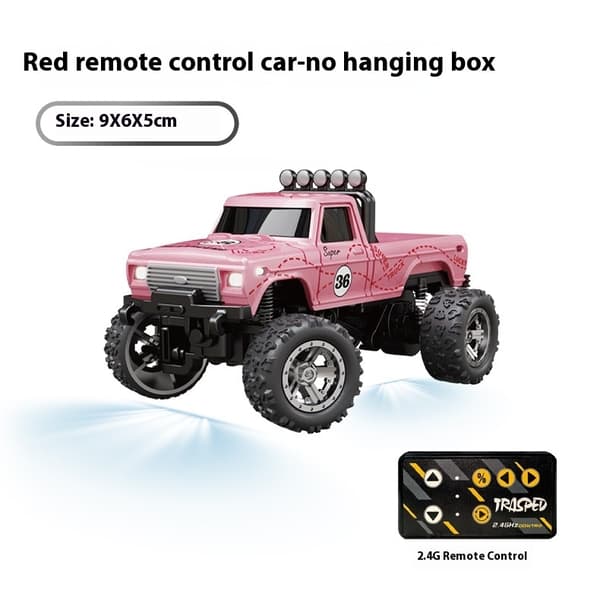 1:64 Speed \u200b\u200b\u200b\u200bMini terrängfjärrkontroll Billegering Cool belysning Stötdämpning Bordsdator Tävlingsleksak Liten present Pink