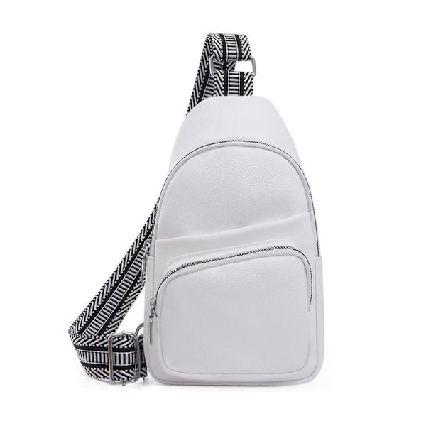 Monipuolinen vyölaukku pieni crossbody-laukku säädettävällä hihnalla Tyylikäs naisten rintalaukku PU-laukku sopii päivittäisiin retkiin White