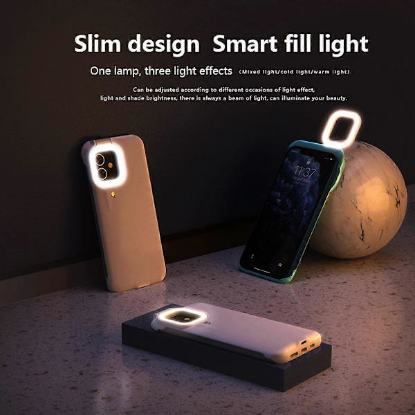 (Vit) Fyllnadsljus Telefonfodral för Iphone12/12 Pro
