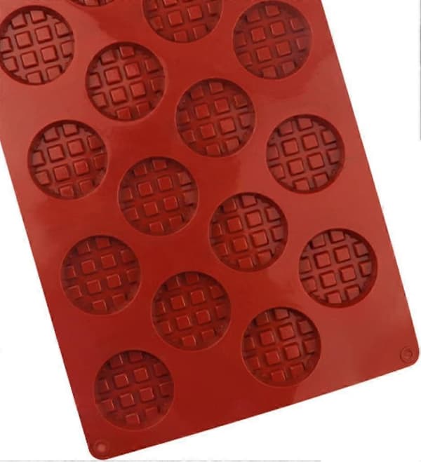 Vaffelform, 18 ruter, silikon mini vaffel bakeform, DIY rund kjeks, sjokoladeform, bakeutstyr, claret form, rød