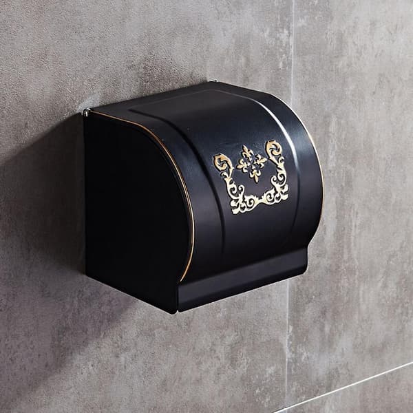 Sort Toiletpapirholder Vandtæt Vægpapirholder Tissue Box Messing Badeværelsestilbehør |(sort)