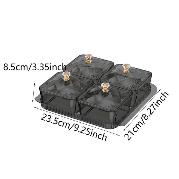 Tørret frugt snack serveringsfad snackbakke til bordplade stue 2 rum grå 4 Grid Gray Optional