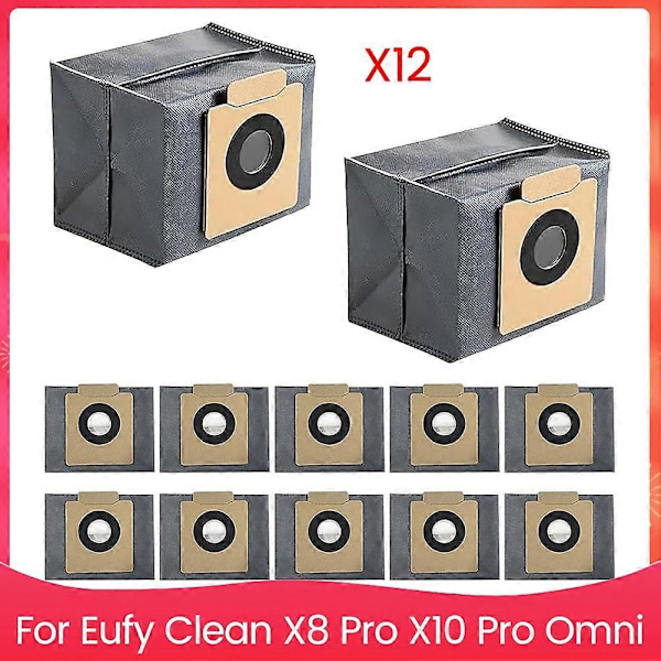 12-pack Ersättningsdammsugarpåsar för Eufy Clean X8 Pro X10 Pro