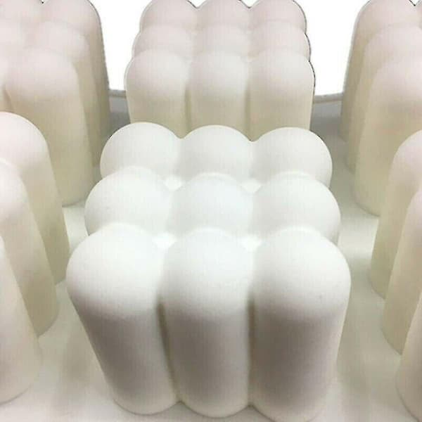 Bakplåtar Hålrum 3d Kub Ljus Gipsformar Silikon Fyrkantig Bubbla Tårta Dessertform