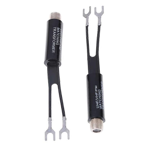 2 stk. transformatoradapter UHF/VHF/FM/TV F-kabel 75-300 Ohm Balun antennetilpasning