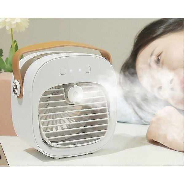 Ny USB-luftkylare Spray Kylning Hemma Bärbar Laddning Luftkonditioneringsfläkt Mini Bärbar Desktop Vattenkylningsfläkt (Vit)