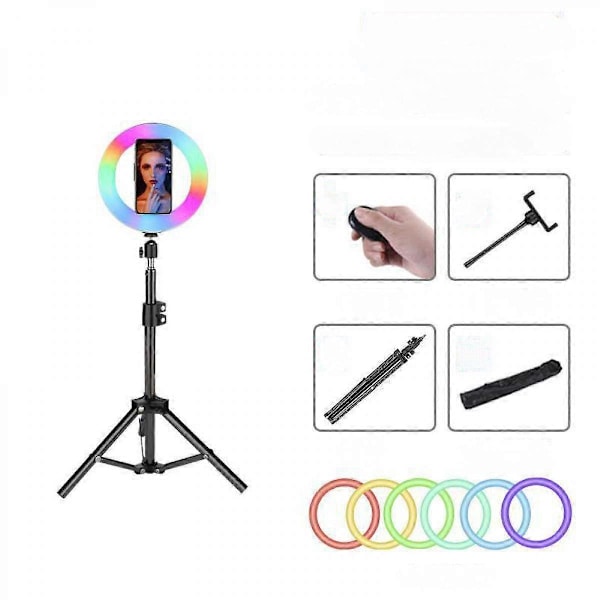 26CM RGB LED Ring Light Cirkel Lys Til Live Broadcast Makeup Studio LED Fyldlys
