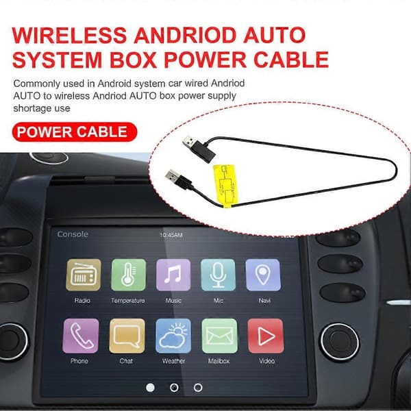 12V AI Box Strømkabel Højhastigheds Trådløs CarPlay Android Auto Biladapterkabel