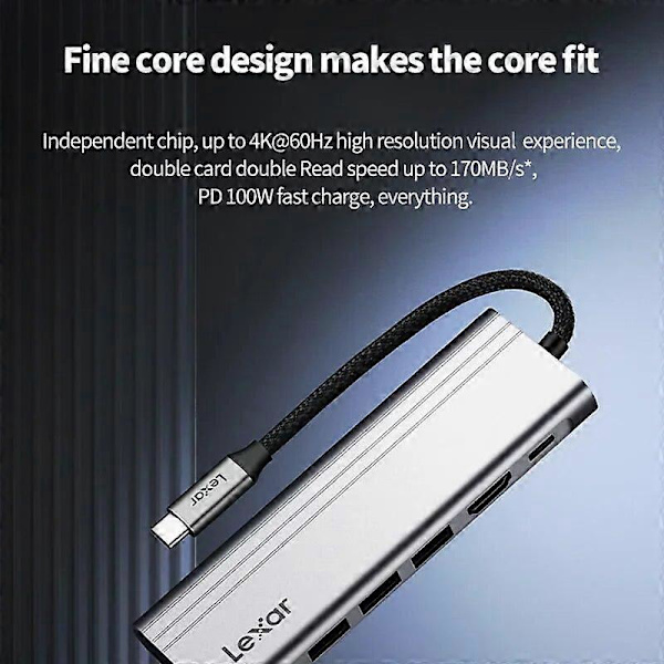 Lexar dockingstation hub usb type c Apple Mac Huawei Multifunktionel 7 i 1 Konverter til Laptop Desktop Docking