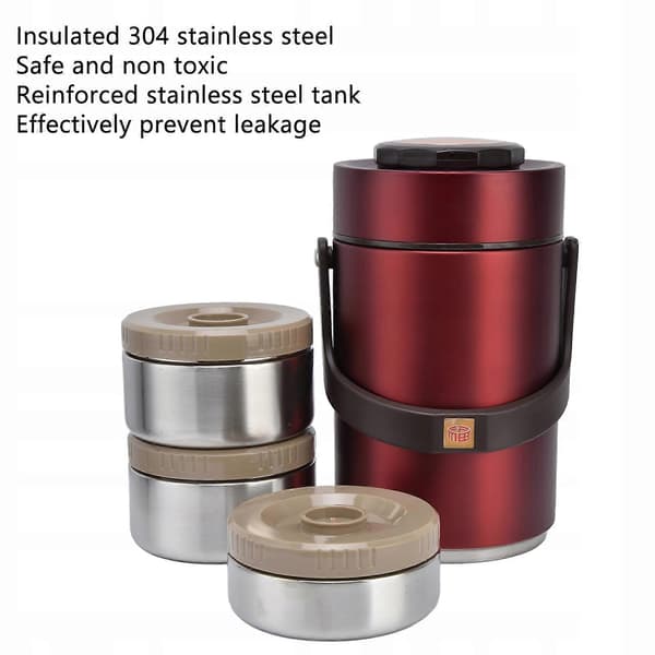 Mattermos, 3-lagersbehållare, 2,3 L, Bärbar red