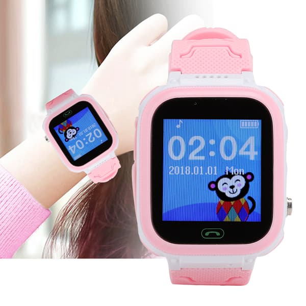 Smartwatch til børn, pink, positionering, telefonur IP67 128x128 TFT-skærm