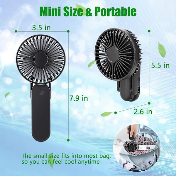 Bärbar Mini USB handhållen fläkt (svart)