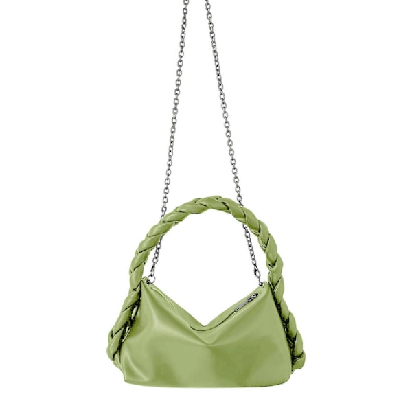 Mode Kedjeväskor Dam Handväska Casual Axelväska Crossbody Väskor för Flickor Kvinnor Vävt Handtag Mångsidig Väska Fritidsväskor Silver Green