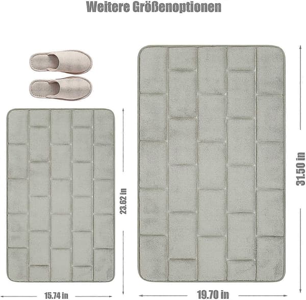 Sklisikker badematte i memory foam, absorberende badematter, vaskbare badematter, dusjmatte til bad (Grå, 40 x 60 cm)
