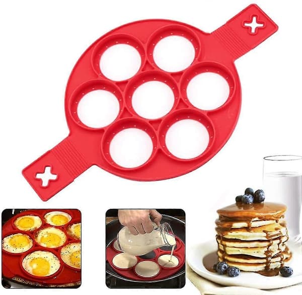 Pannekakeform Maker Pannekakeform Ring Stekt Egg Form Oppgradert 7 Hull Nonstick Silikon Baking Rund Form Pannekake