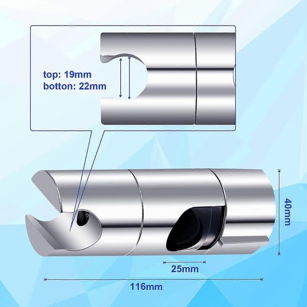 Brusehovedholder, 18-25 mm justerbar diameter, krom + ABS design håndbrusehovedholder, enkel installation, egnet til brusestang