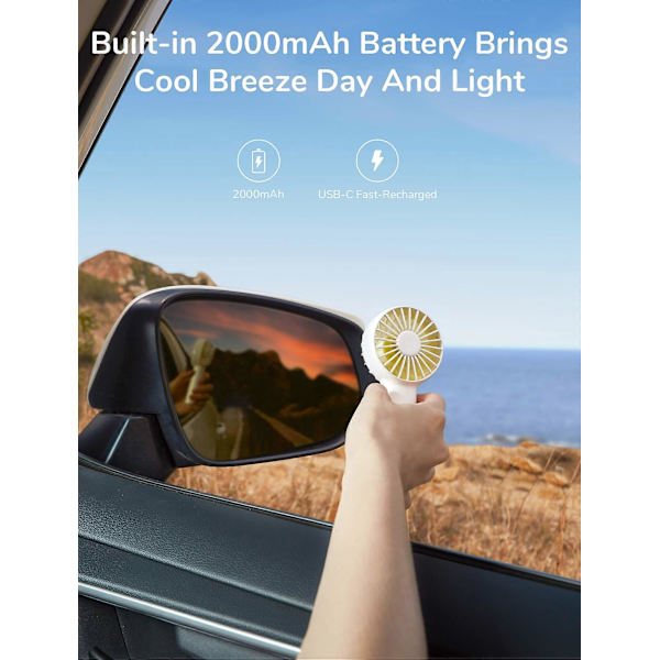 Mini batteridriven handfläkt (vit)