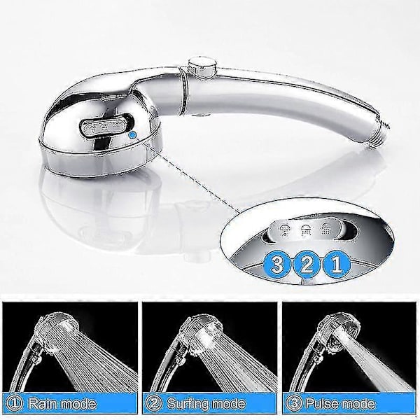 3 tilstande med stopknap 360 grader justerbart vandbesparende brusehoved