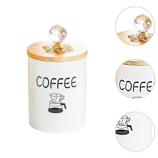 Matbeholder Hvit Lufttett Keramisk Beholder for Te Malt Kaffe Style A 10cmx17.5 cm