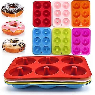 Rød Silikone Donutform Til 6 Donuts/Bagels I Fuld Størrelse Og Mere X7444