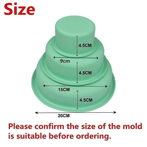 Kakeformer Silikon Muffinsformer Verktøyformer 3 I 1 Rund Bryllupskakeform Bakeformer Bursdag
