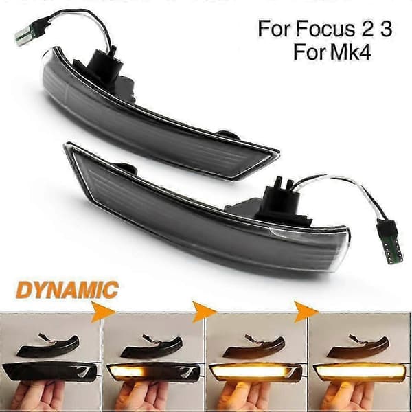 2X Dynamisk LED Spejl Indikator Blinklys til Focus Mk2 2008-2011 Mk3 2012-2017 MK4 2010-2015 Black