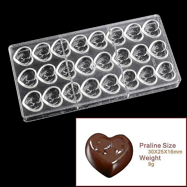 Bageplader DIY Hjerteform Polycarbonat Chokoladeform Konditorværktøj til kagedekoration Bageudstyr