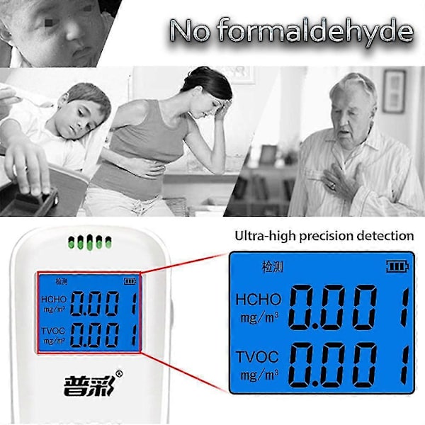 LCD Formaldehyd Detektor Multifunktionel Luftkvalitetsmåler Intelligent Luftkvalitetsanalysator Husholdnings Luftforureningsmonitor