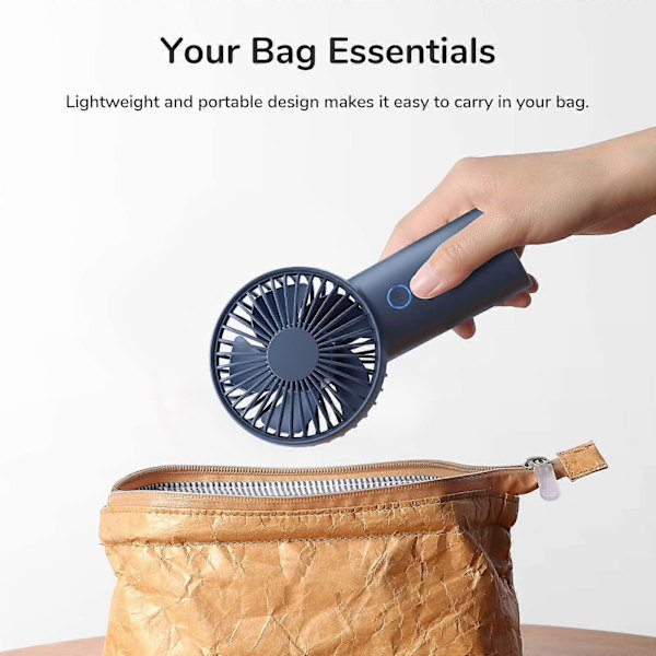 Kädessä pidettävä kannettava tuuletin Mini käsituuletin, USB-ladattava tuuletin, paristokäyttöinen pieni tuuletin, 3 nopeutta