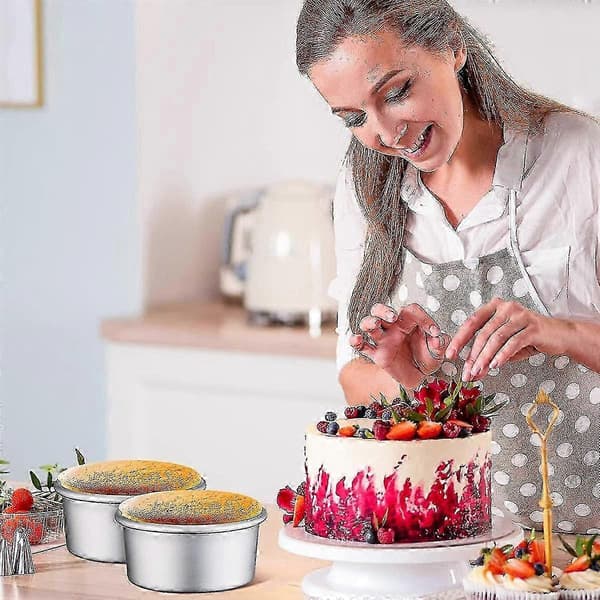 18 Stykker 10 cm Liten Kakeform Mini Runde Kakeformer for Baking av Kaker, Ostekaker, Pizza, Quiche