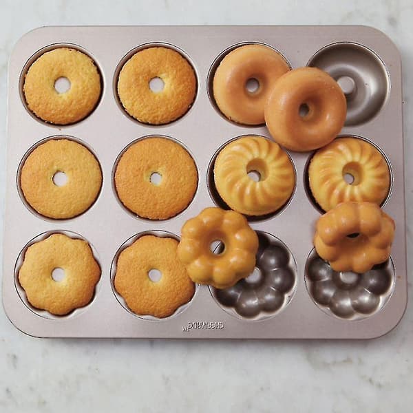 Kakformar 12 Hål Non-stick Olika Mönster Donutform