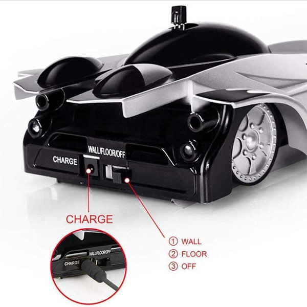 Väggklättrande bil Drifting Racing Bil Leksaksbilar med LED-lampor Presenter Pojkar Flickor röd black