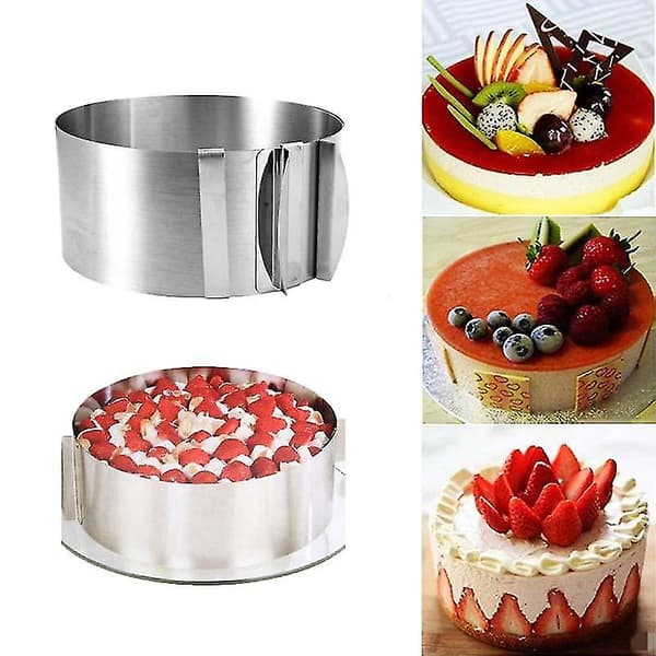 Bageplader 6 12 tommer Justerbar Rustfrit Stål Dessert Kageform Cirkel Bagning Rund Mousse Ring Form Køkken