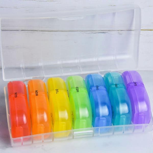 Pilleboks 7 dagers pilleboks tablettboks 2 rom per dag 14,5×8×4,2cm, farge