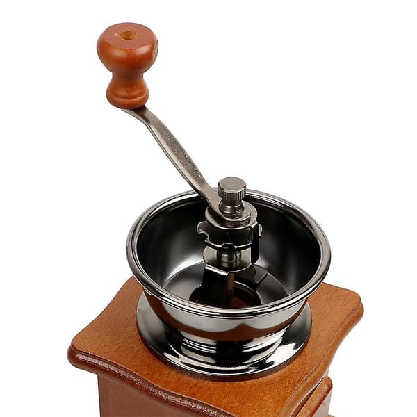 Klassisk handdriven kaffekvarn i trä, keramisk kaffekvarn, kaffebönsvals